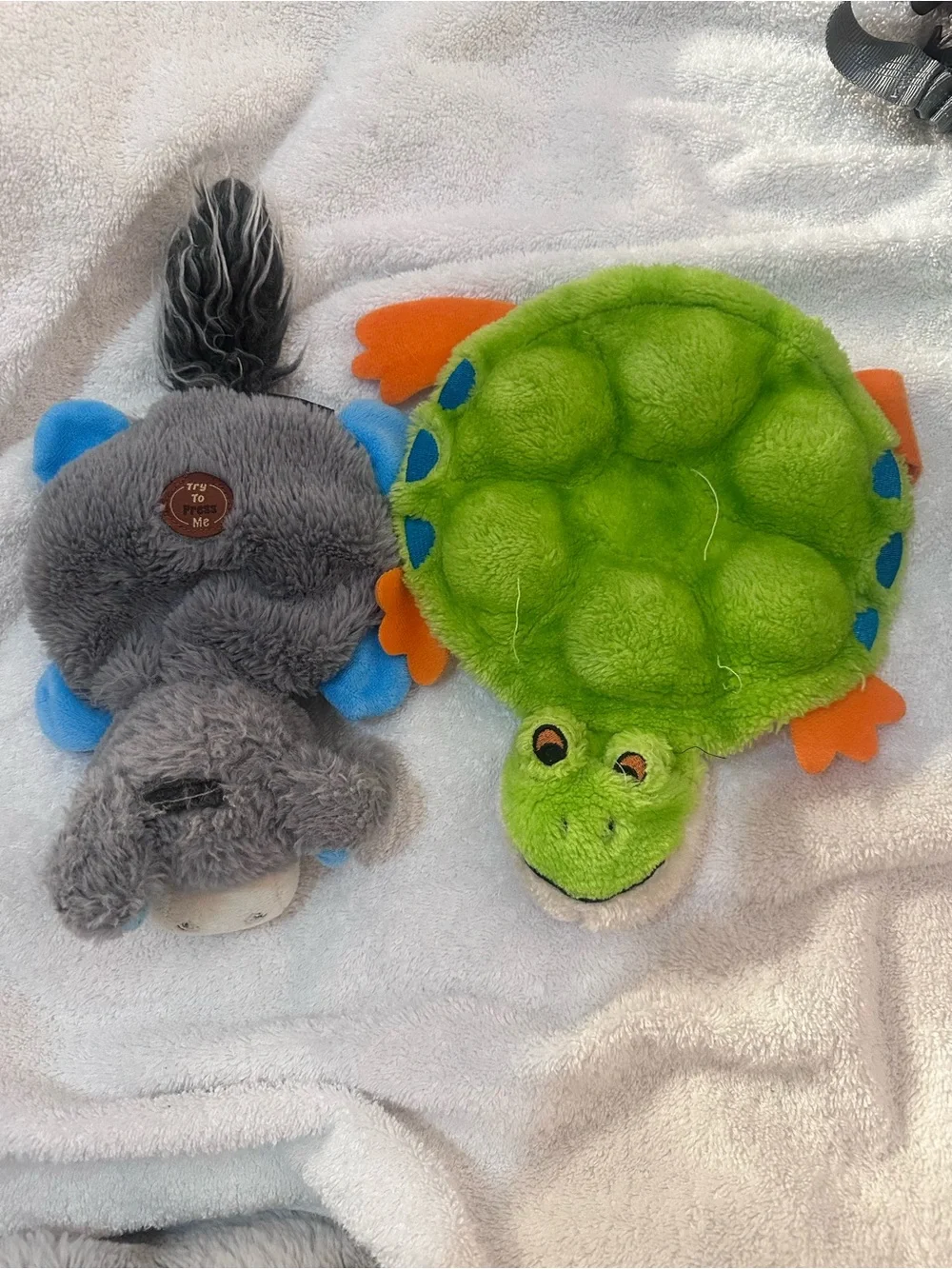 Plush Grey Donkey Dog Toy with Blue Ear Accents - Soft Chewable Squeaky Buddy